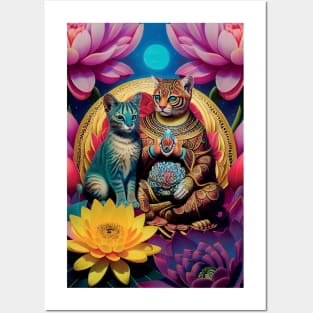 Mandala Cheetah Buddha Cat Posters and Art